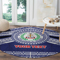 Personalised Tonga Sia'atoutai Theological College Round Carpet Polynesian Ngatu Tribal