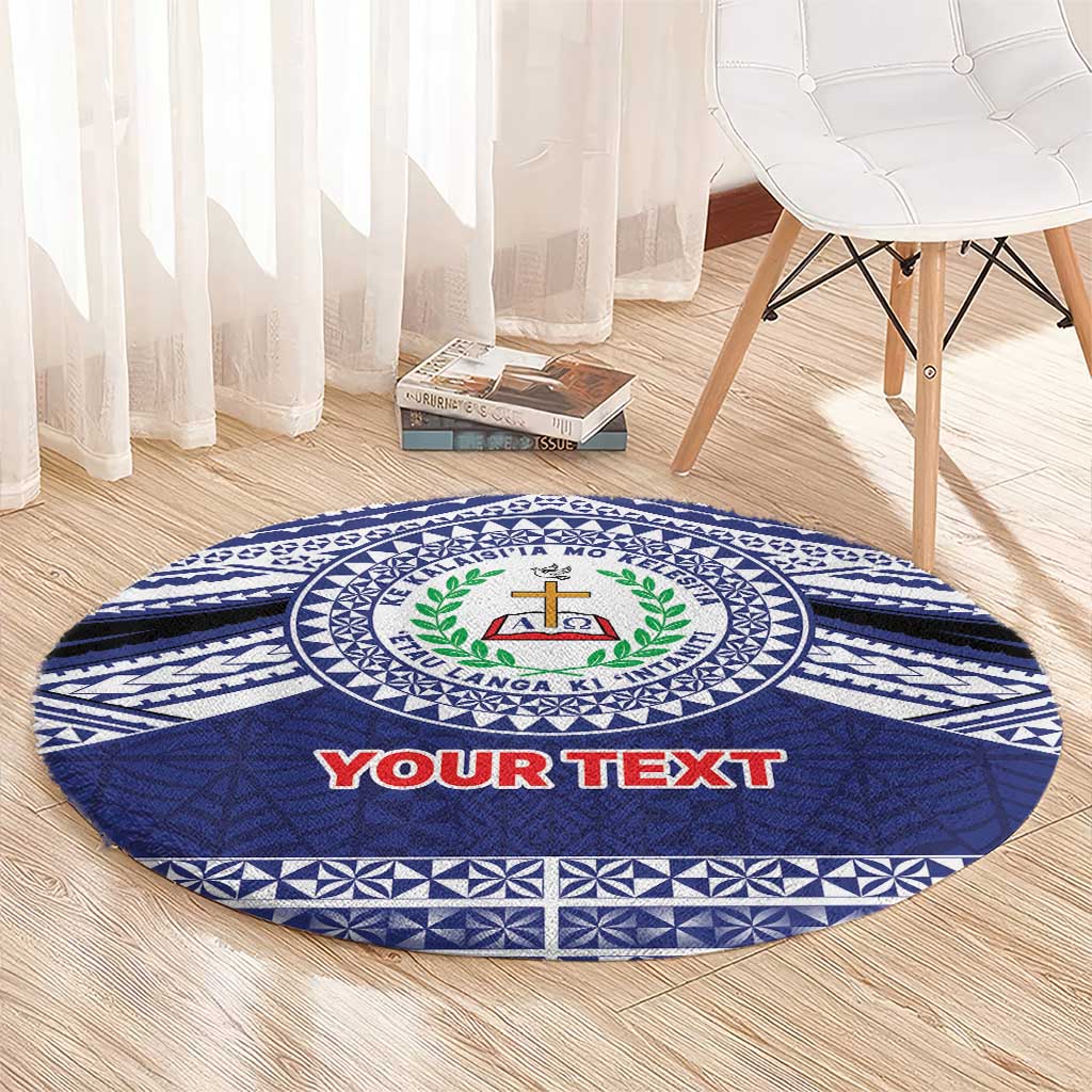 Personalised Tonga Sia'atoutai Theological College Round Carpet Polynesian Ngatu Tribal