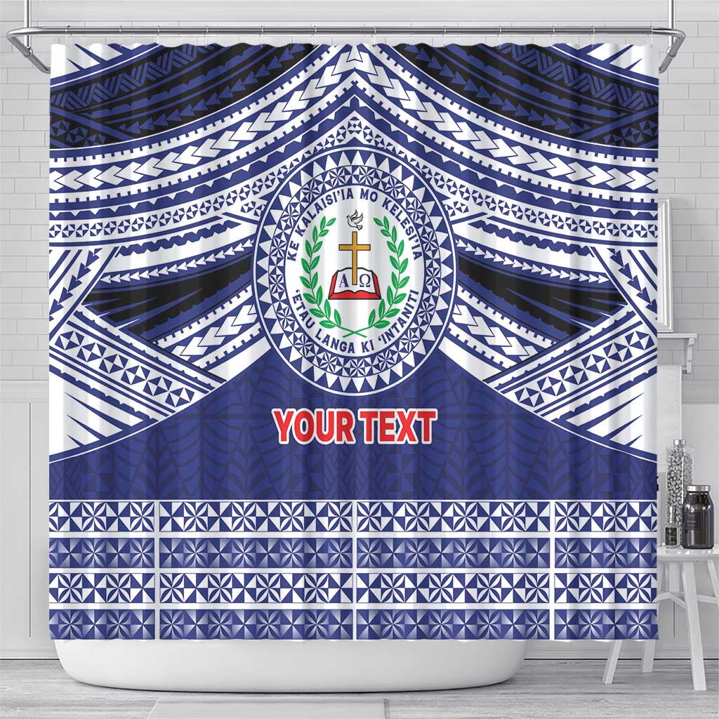 Personalised Tonga Sia'atoutai Theological College Shower Curtain Polynesian Ngatu Tribal