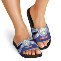 Personalised Tonga Sia'atoutai Theological College Slide Sandals Polynesian Ngatu Tribal - Polynesian Pride