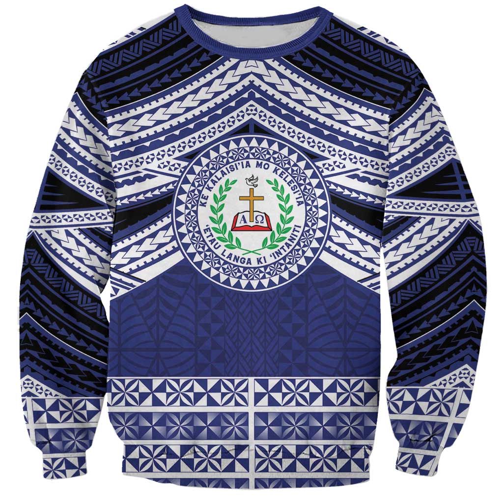 Personalised Tonga Sia'atoutai Theological College Sweatshirt Polynesian Ngatu Tribal