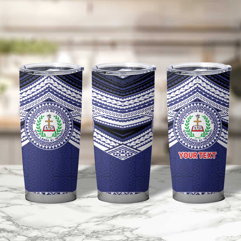 Personalised Tonga Sia'atoutai Theological College Tumbler Cup Polynesian Ngatu Tribal