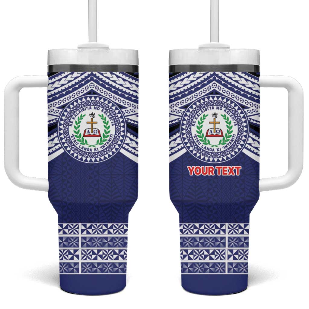Personalised Tonga Sia'atoutai Theological College Tumbler With Handle Polynesian Ngatu Tribal