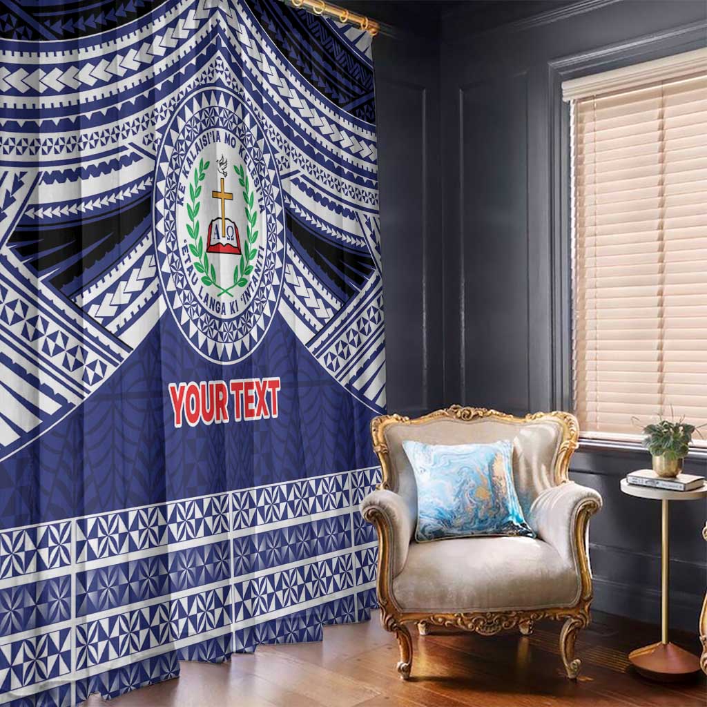 Personalised Tonga Sia'atoutai Theological College Window Curtain Polynesian Ngatu Tribal