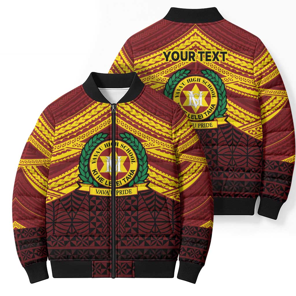 Personalised Tonga Vava'u High School Bomber Puffer Jacket Polynesian Ngatu Tribal - Polynesian Pride