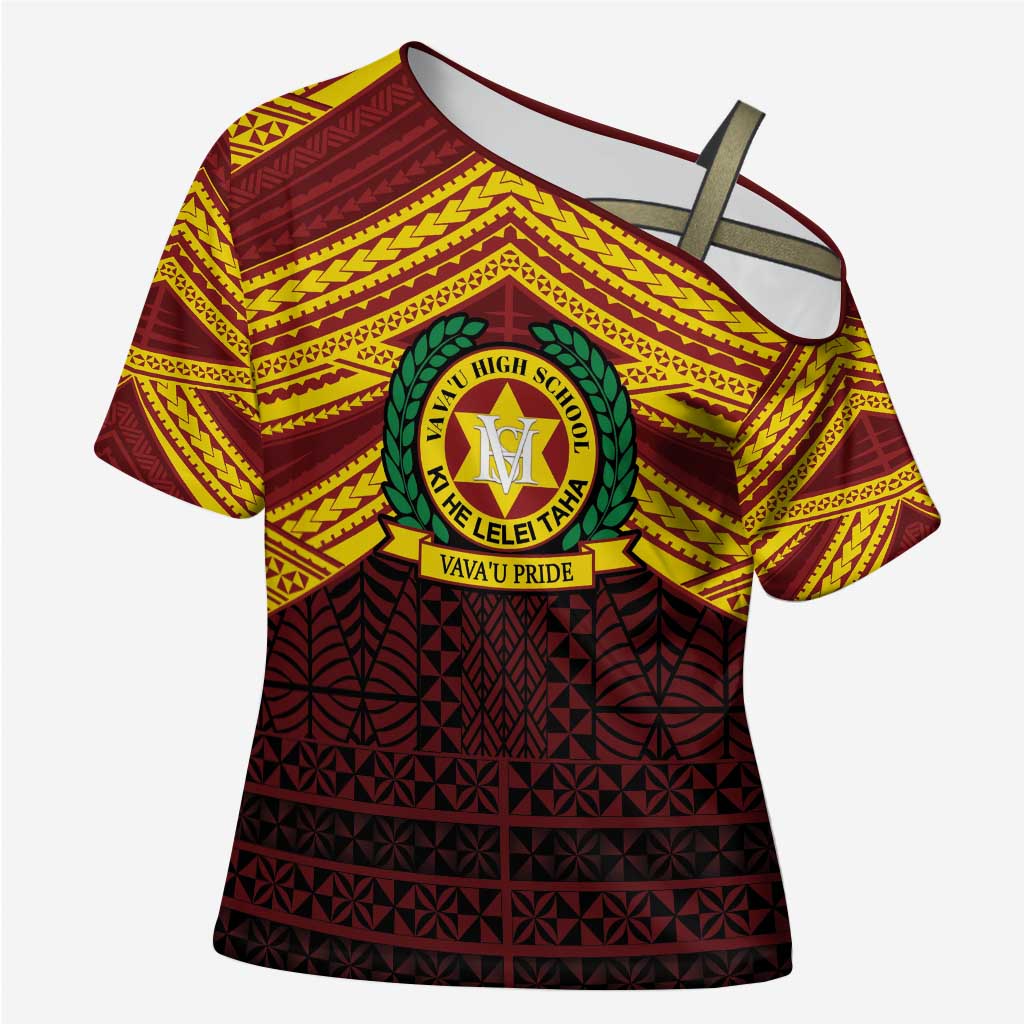 Personalised Tonga Vava'u High School Cross Shoulder Shirt Polynesian Ngatu Tribal - Polynesian Pride