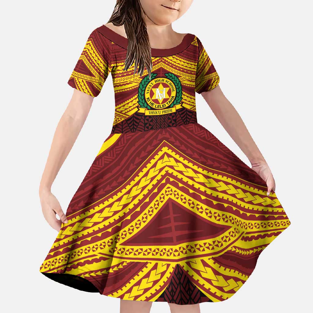 Personalised Tonga Vava'u High School Family Matching Off Shoulder Maxi Dress and Hawaiian Shirt Polynesian Ngatu Tribal