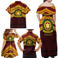 Personalised Tonga Vava'u High School Family Matching Off Shoulder Maxi Dress and Hawaiian Shirt Polynesian Ngatu Tribal