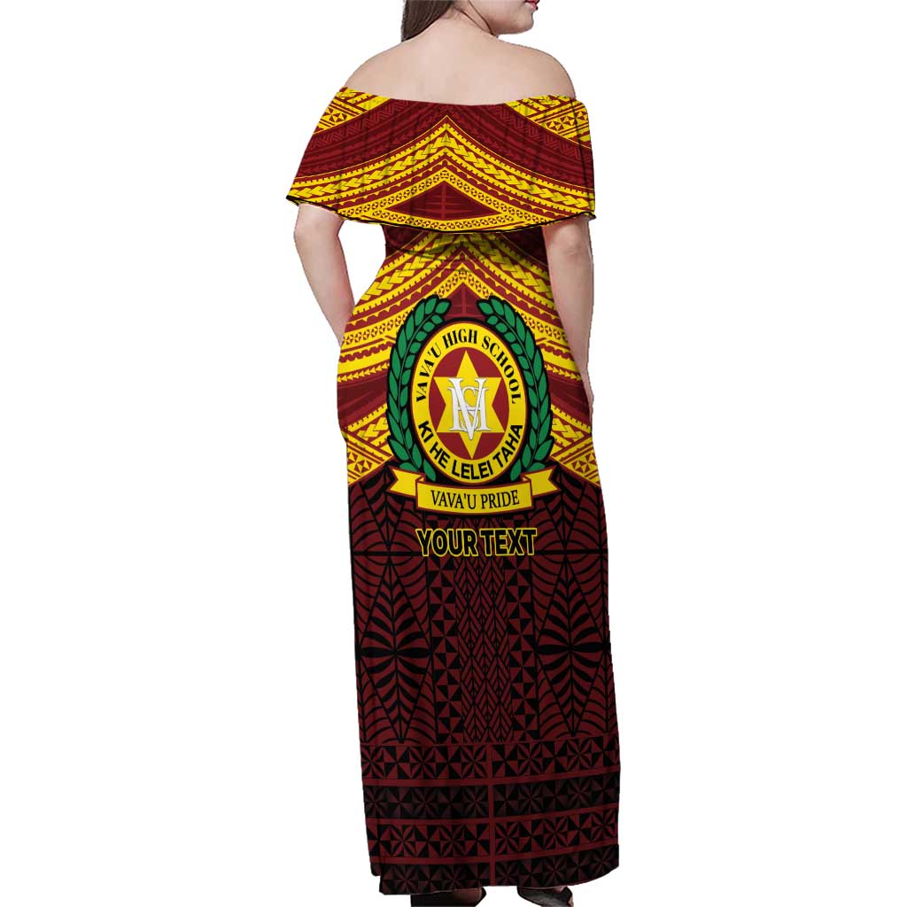 Personalised Tonga Vava'u High School Family Matching Off Shoulder Maxi Dress and Hawaiian Shirt Polynesian Ngatu Tribal