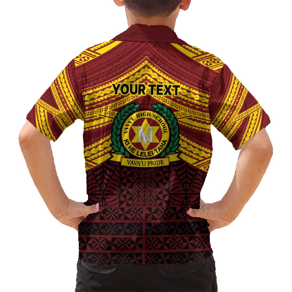 Personalised Tonga Vava'u High School Family Matching Short Sleeve Bodycon Dress and Hawaiian Shirt Polynesian Ngatu Tribal
