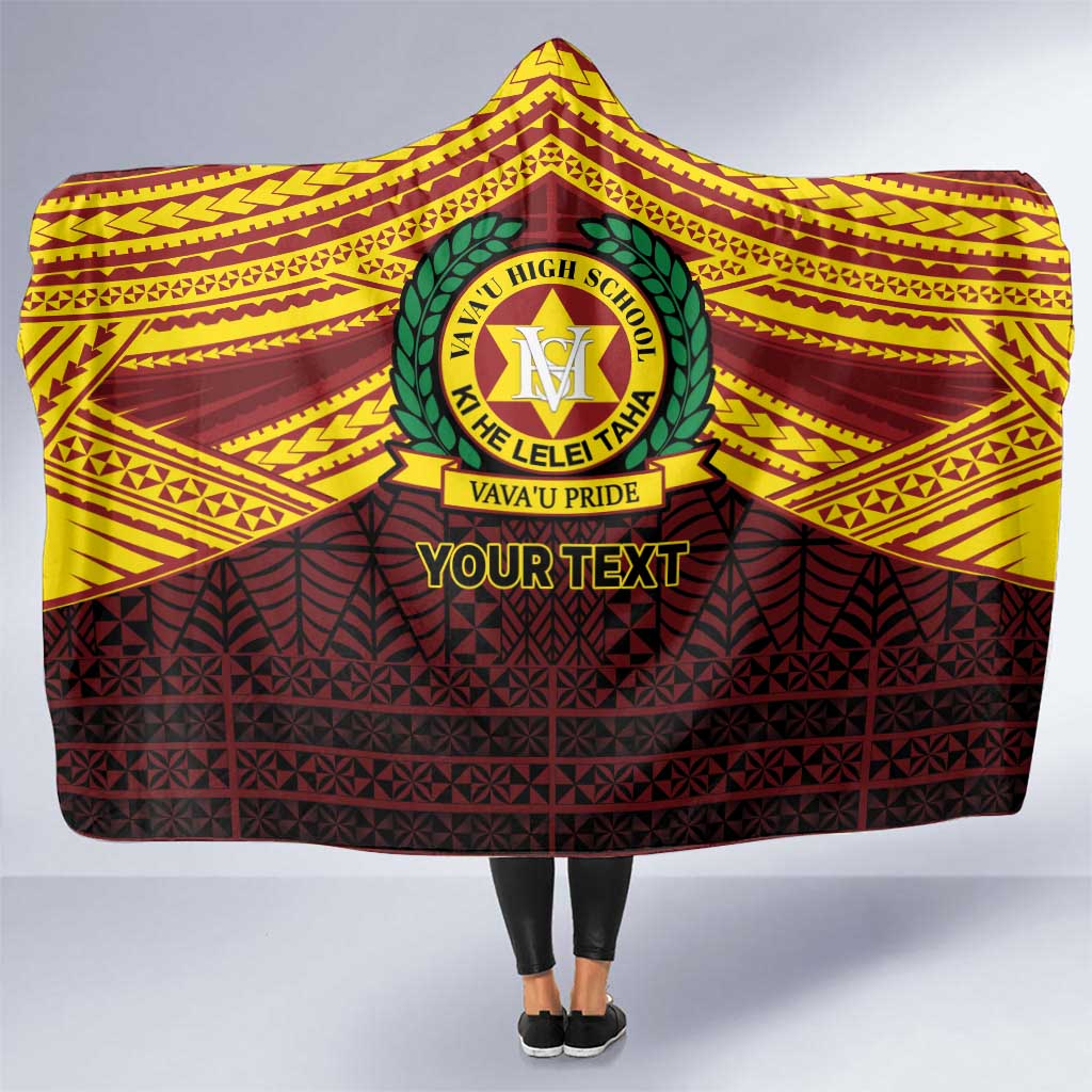 Personalised Tonga Vava'u High School Hooded Blanket Polynesian Ngatu Tribal