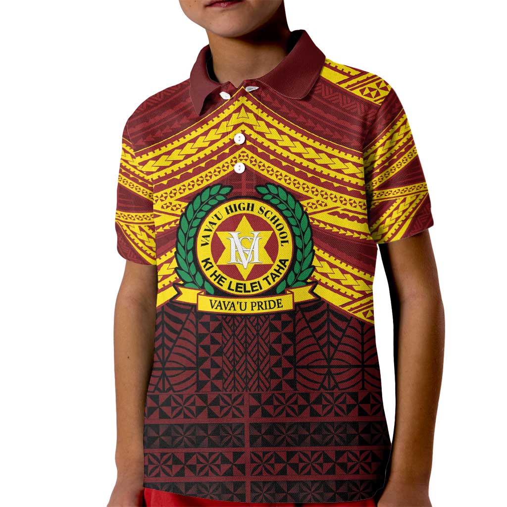 Personalised Tonga Vava'u High School Kid Polo Shirt Polynesian Ngatu Tribal