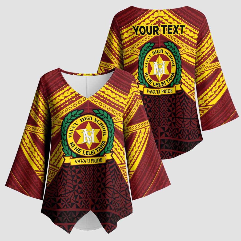 Personalised Tonga Vava'u High School Kimono Sleeve Blouse Polynesian Ngatu Tribal - Polynesian Pride