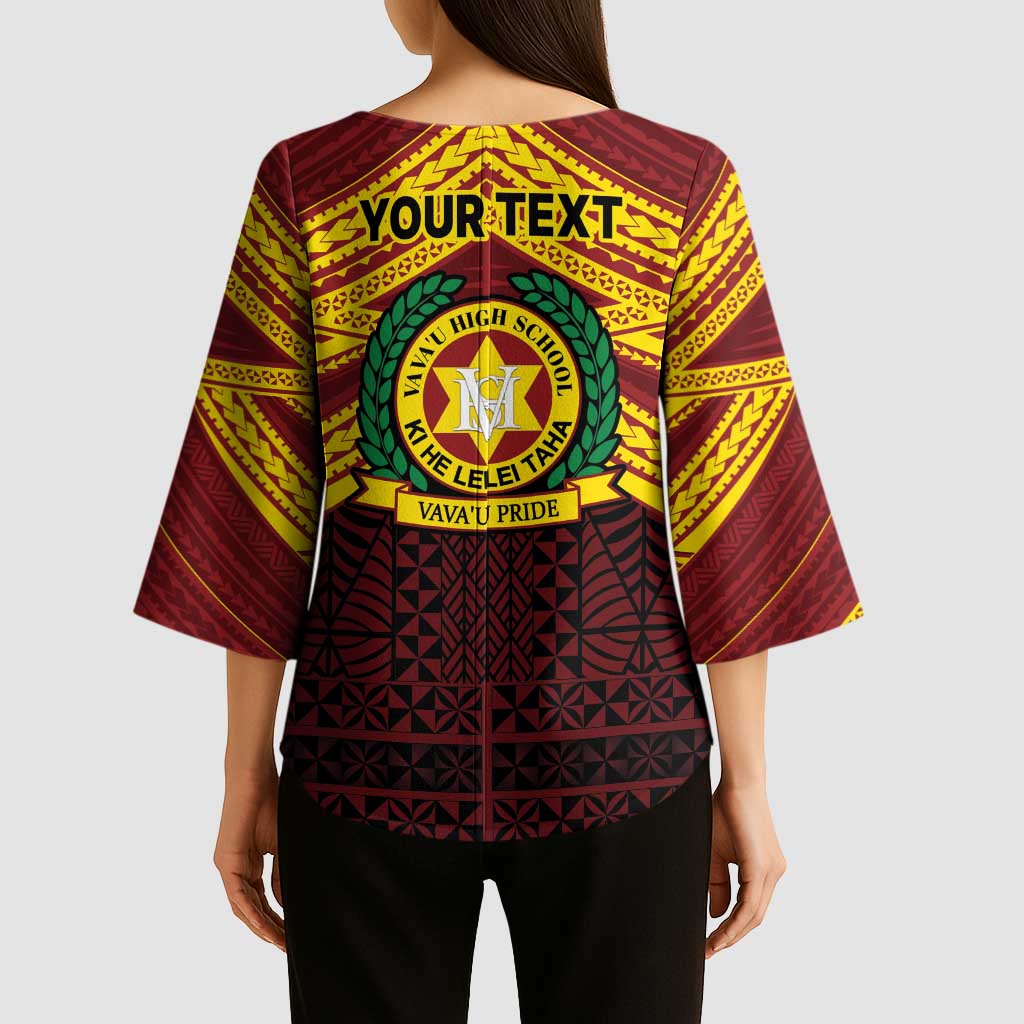 Personalised Tonga Vava'u High School Kimono Sleeve Blouse Polynesian Ngatu Tribal - Polynesian Pride