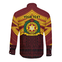 Personalised Tonga Vava'u High School Long Sleeve Button Shirt Polynesian Ngatu Tribal