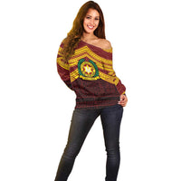 Personalised Tonga Vava'u High School Off Shoulder Sweater Polynesian Ngatu Tribal