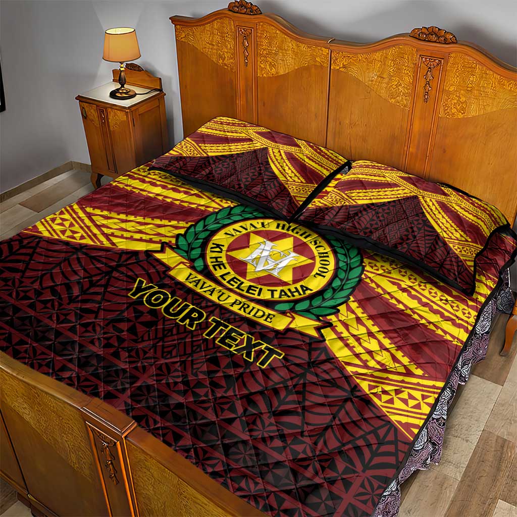 Personalised Tonga Vava'u High School Quilt Bed Set Polynesian Ngatu Tribal