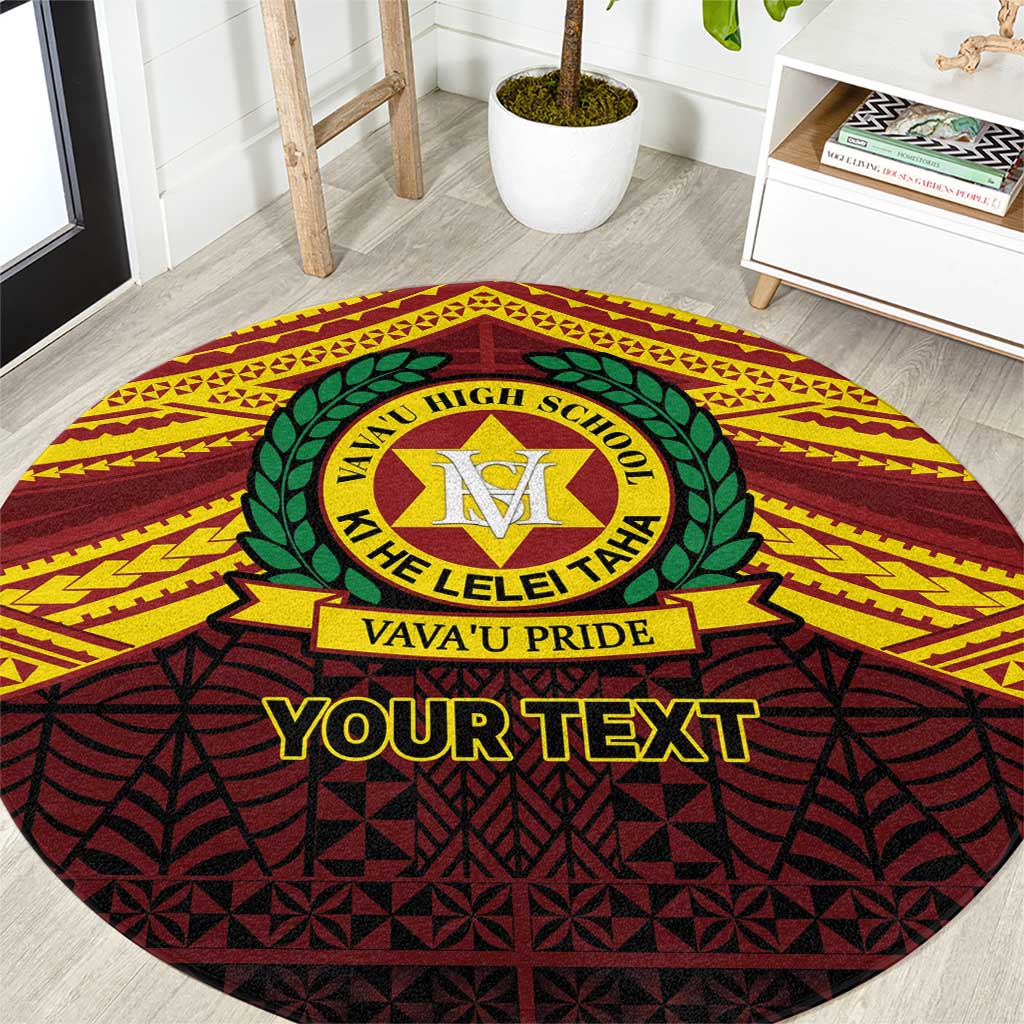 Personalised Tonga Vava'u High School Round Carpet Polynesian Ngatu Tribal