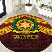 Personalised Tonga Vava'u High School Round Carpet Polynesian Ngatu Tribal