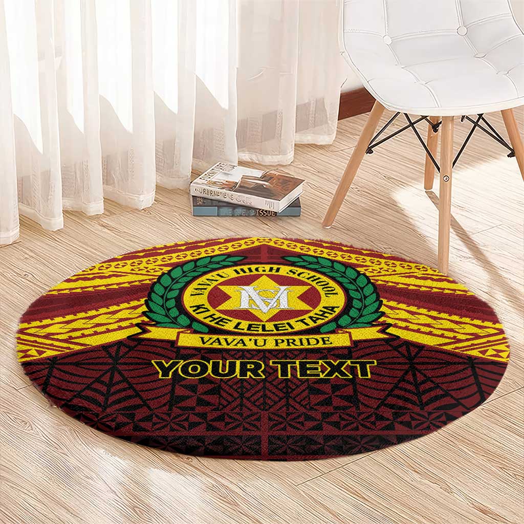 Personalised Tonga Vava'u High School Round Carpet Polynesian Ngatu Tribal