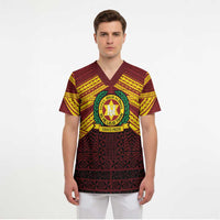 Personalised Tonga Vava'u High School Scrub Top Polynesian Ngatu Tribal - Polynesian Pride