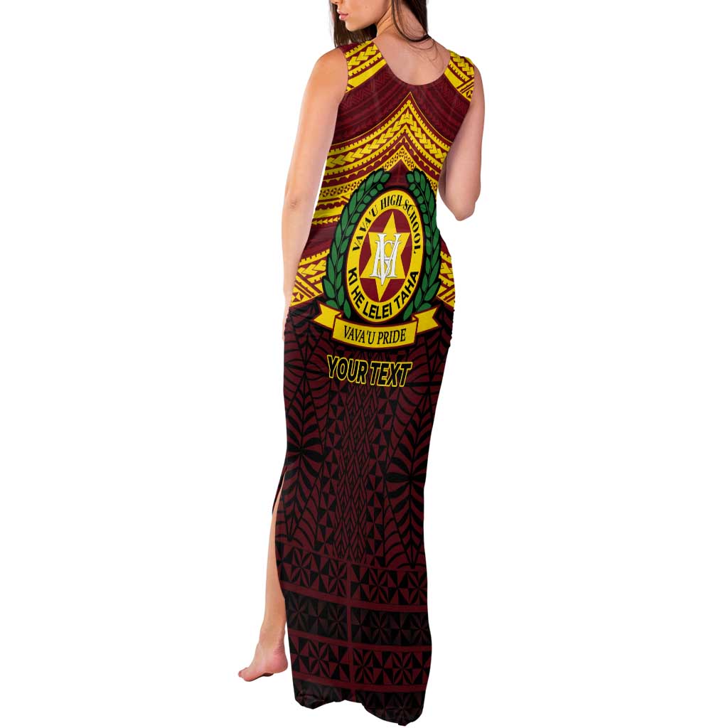 Personalised Tonga Vava'u High School Tank Maxi Dress Polynesian Ngatu Tribal