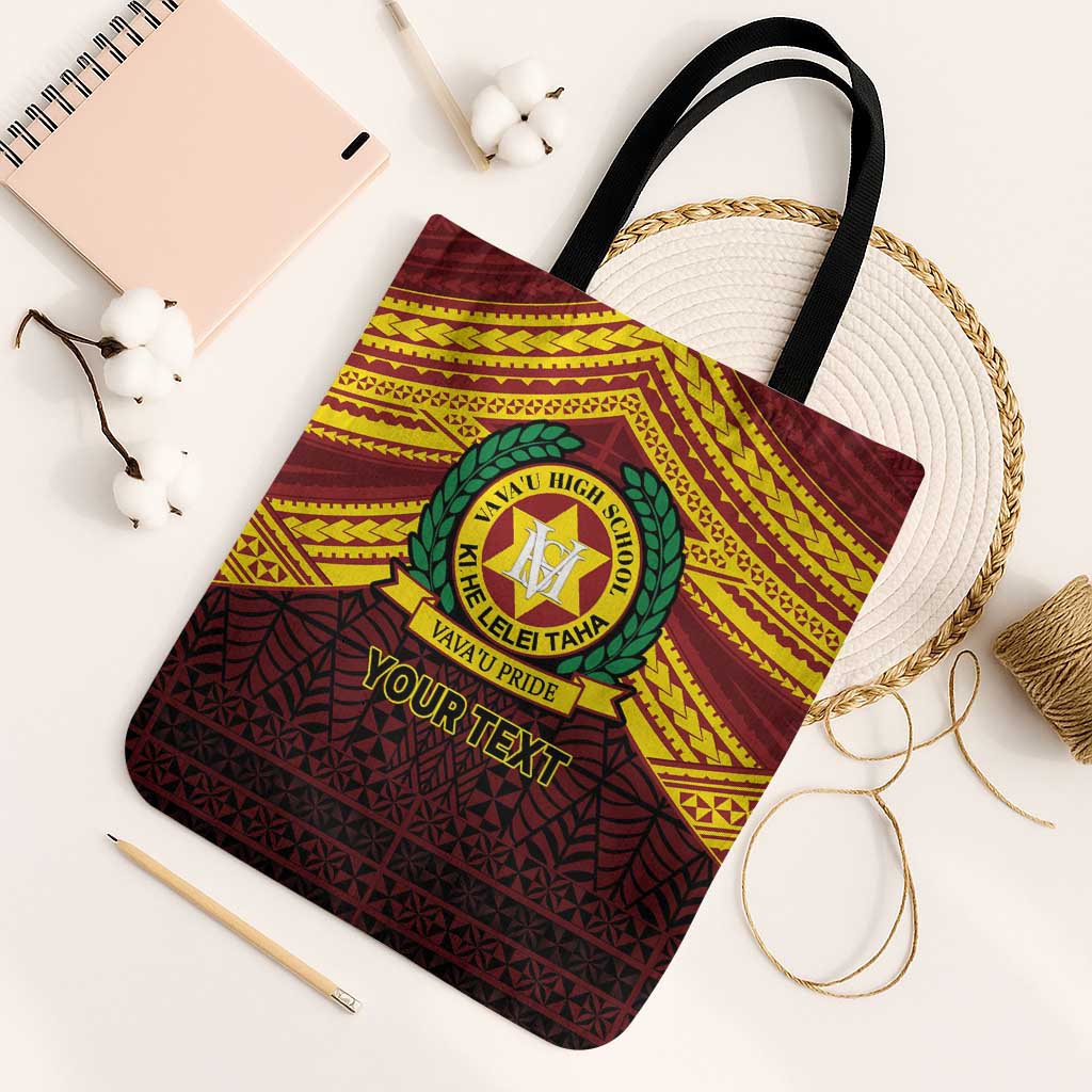 Personalised Tonga Vava'u High School Tote Bag Polynesian Ngatu Tribal - Polynesian Pride