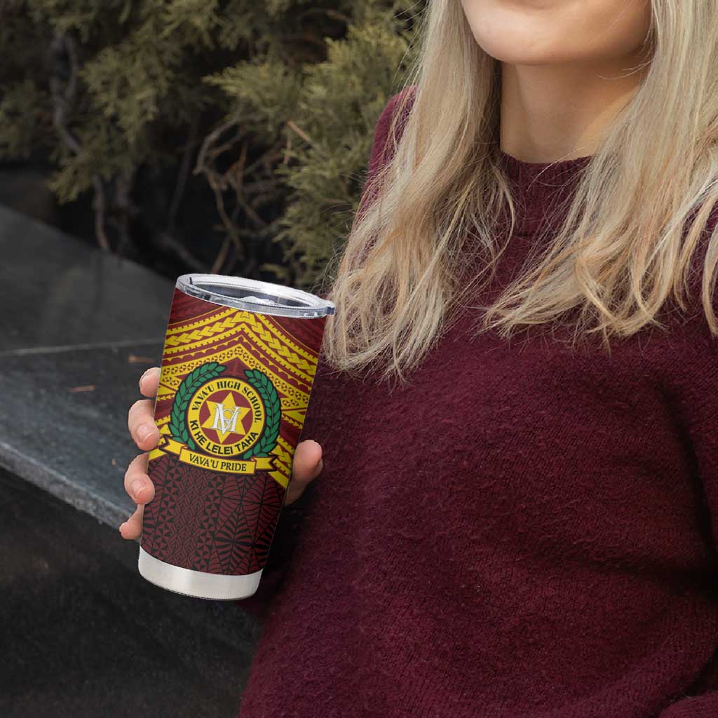 Personalised Tonga Vava'u High School Tumbler Cup Polynesian Ngatu Tribal