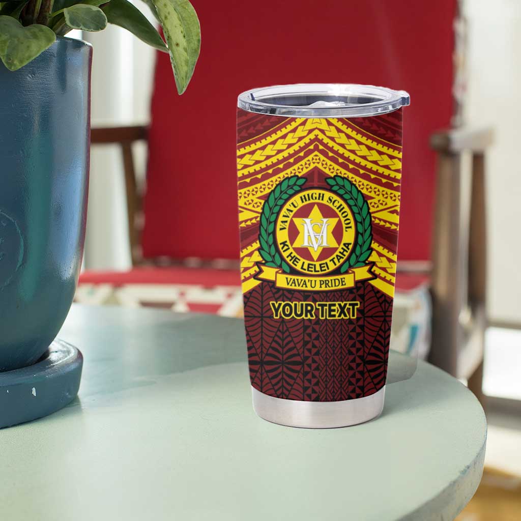 Personalised Tonga Vava'u High School Tumbler Cup Polynesian Ngatu Tribal