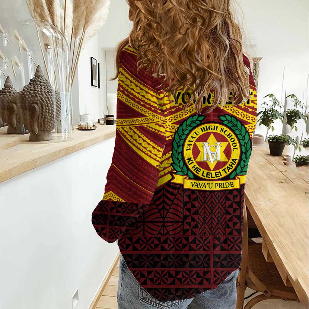Personalised Tonga Vava'u High School Women Casual Shirt Polynesian Ngatu Tribal