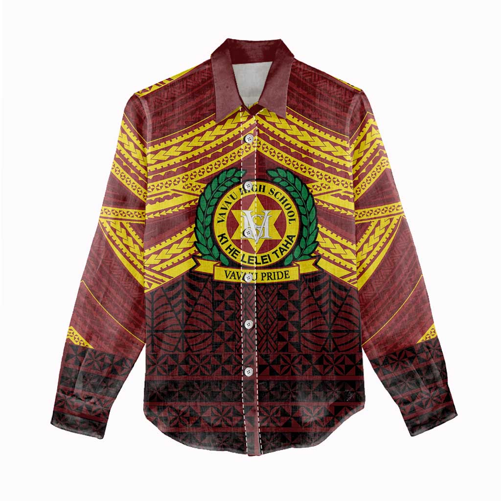 Personalised Tonga Vava'u High School Women Casual Shirt Polynesian Ngatu Tribal