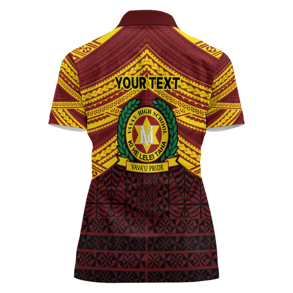 Personalised Tonga Vava'u High School Women Polo Shirt Polynesian Ngatu Tribal