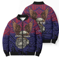 American Samoa Brave Eagle Personalized Bomber Puffer Jacket National Flag Color - Polynesian Pride