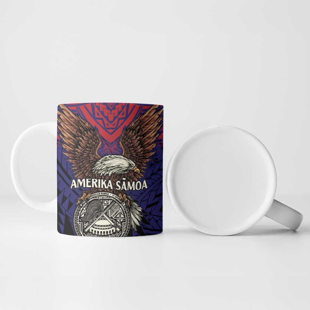 American Samoa Brave Eagle Personalized Ceramic Mug National Flag Color - Polynesian Pride