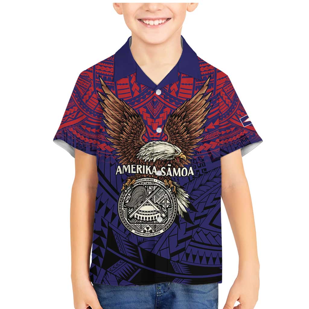 American Samoa Brave Eagle Personalized Family Matching Mermaid Dress and Hawaiian Shirt National Flag Color