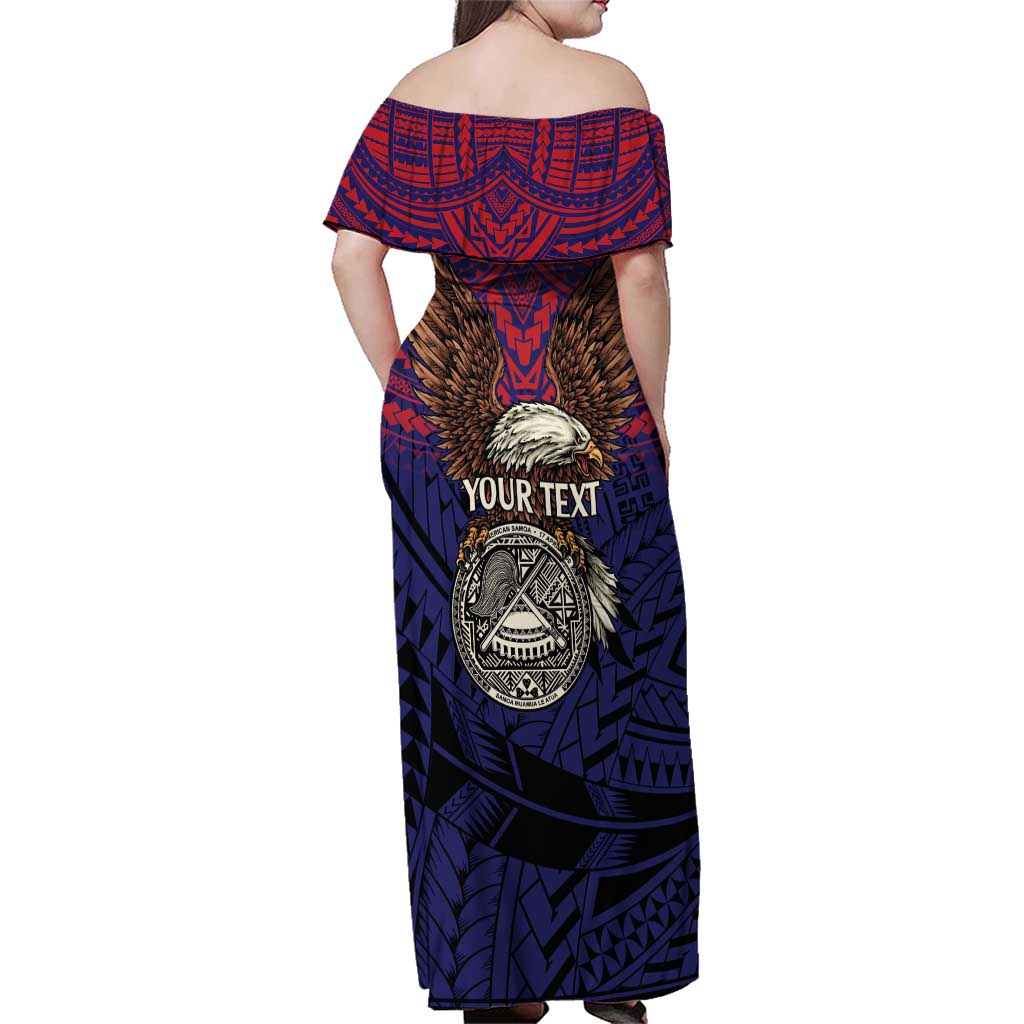 American Samoa Brave Eagle Personalized Family Matching Off Shoulder Maxi Dress and Hawaiian Shirt National Flag Color