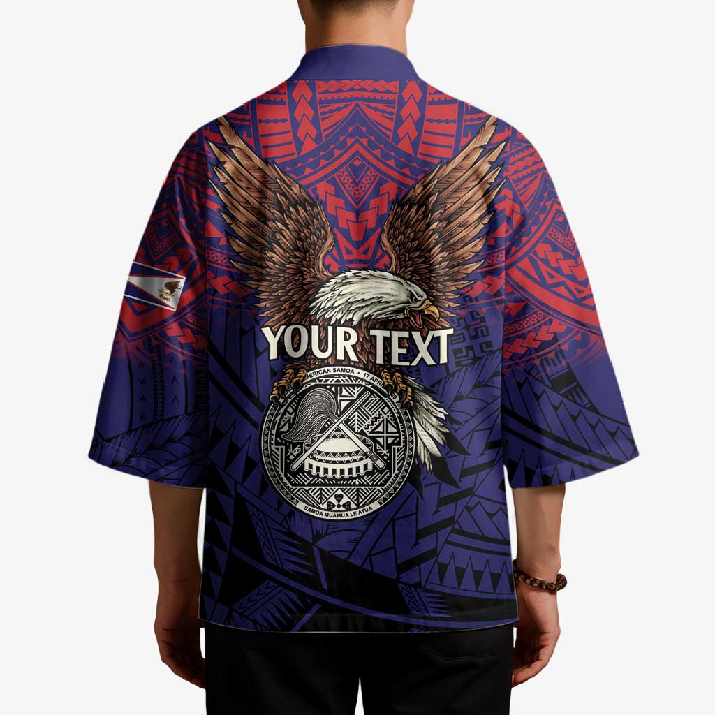 American Samoa Brave Eagle Personalized Kimono National Flag Color - Polynesian Pride