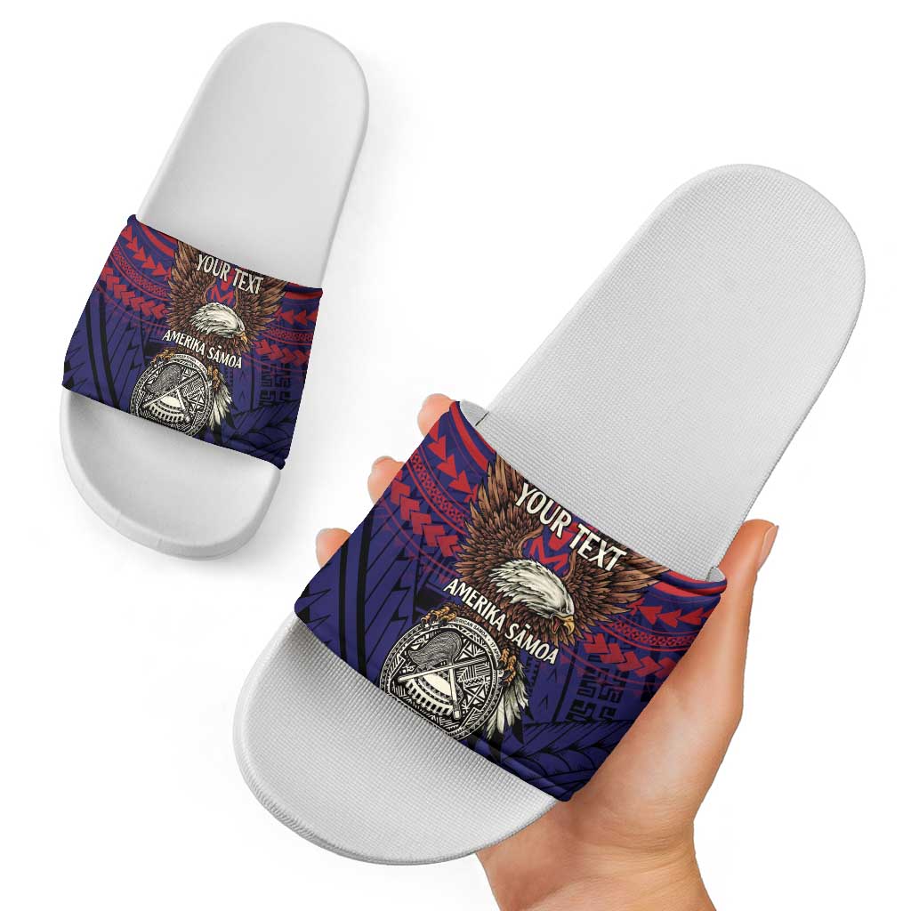 American Samoa Brave Eagle Personalized Slide Sandals National Flag Color - Polynesian Pride
