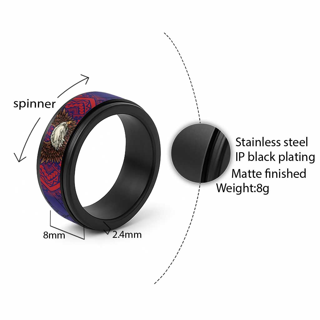 American Samoa Brave Eagle Spinner Ring National Flag Color - Polynesian Pride