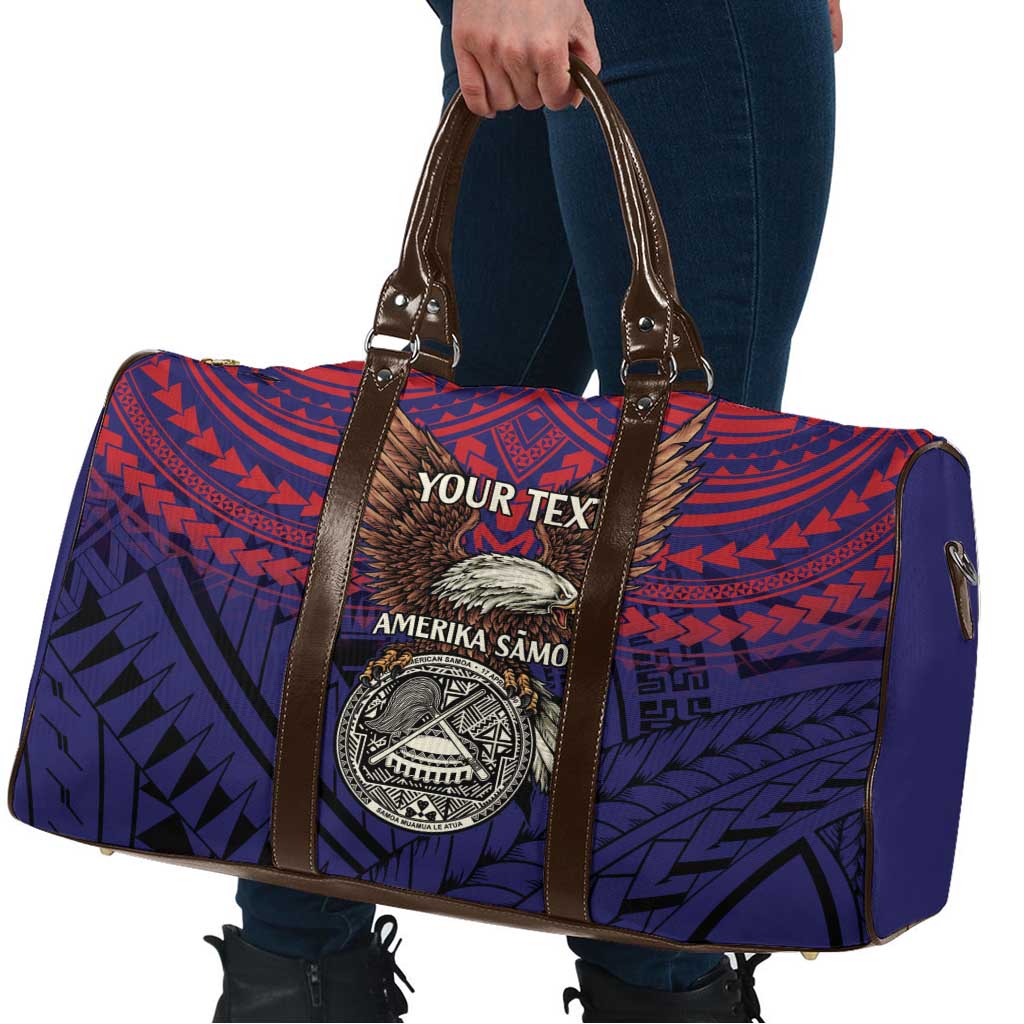 American Samoa Brave Eagle Personalized Travel Bag National Flag Color - Polynesian Pride