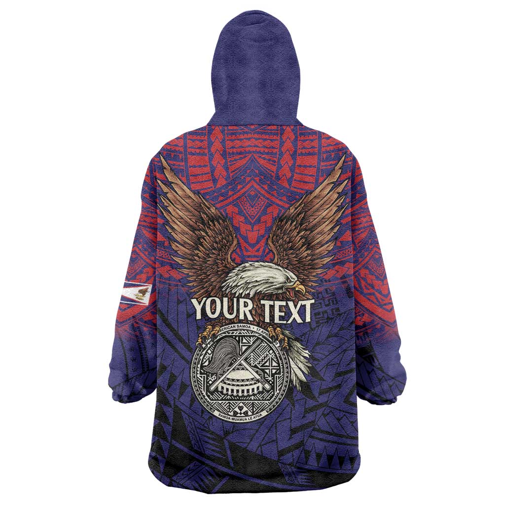 American Samoa Brave Eagle Personalized Wearable Blanket Hoodie National Flag Color