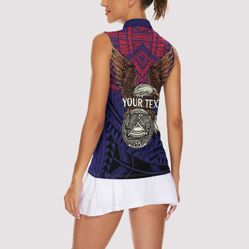 American Samoa Brave Eagle Personalized Women Sleeveless Polo Shirt National Flag Color