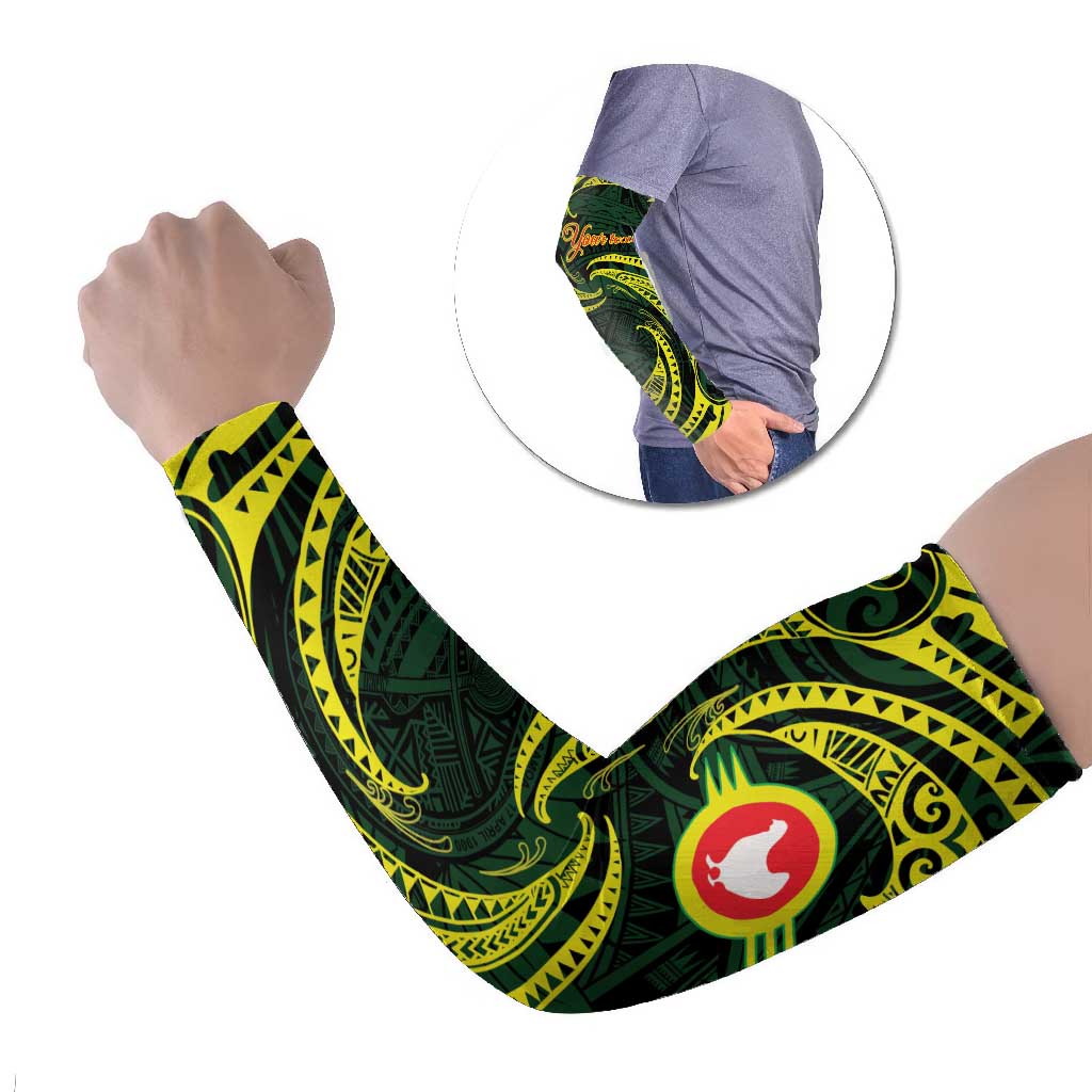 American Samoa Manua Cession Day Personalized Arm Sleeves Polynesian Wave Style - Polynesian Pride