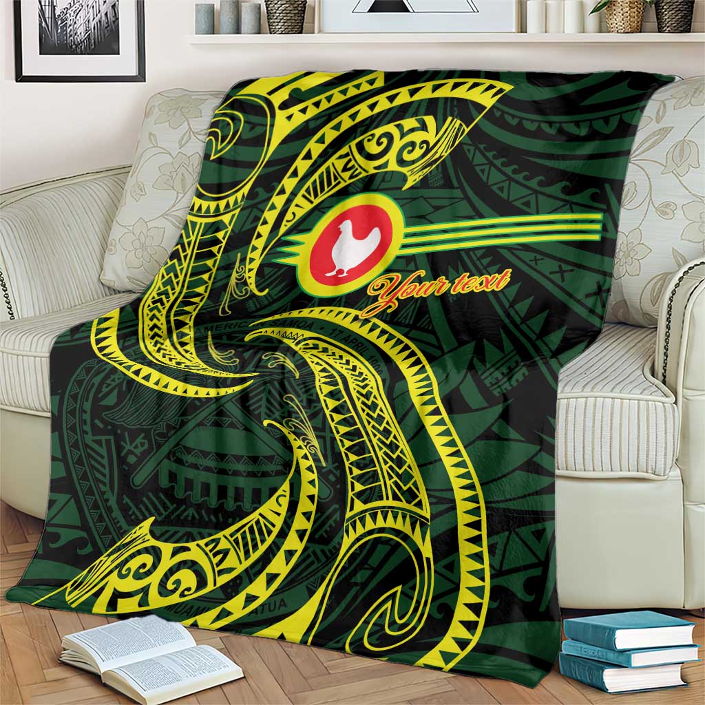 American Samoa Manua Cession Day Personalized Blanket Polynesian Wave Style