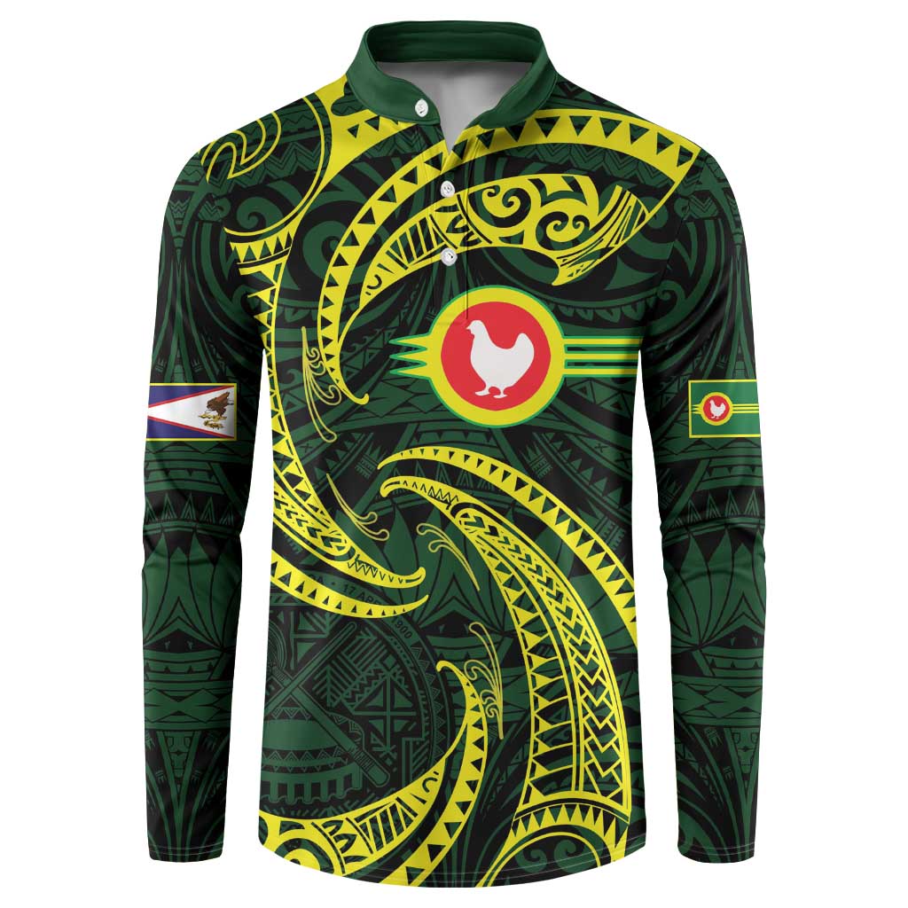 American Samoa Manua Cession Day Personalized Button Sweatshirt Polynesian Wave Style