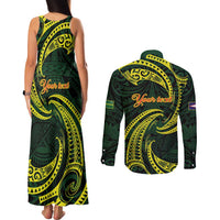 American Samoa Manua Cession Day Personalized Couples Matching Tank Maxi Dress and Long Sleeve Button Shirt Polynesian Wave Style