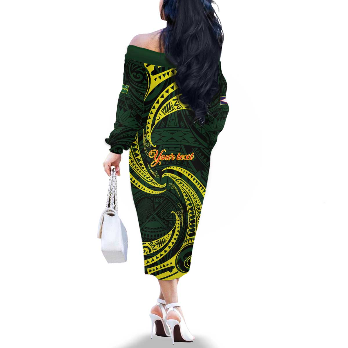 American Samoa Manua Cession Day Personalized Family Matching Off The Shoulder Long Sleeve Dress and Hawaiian Shirt Polynesian Wave Style