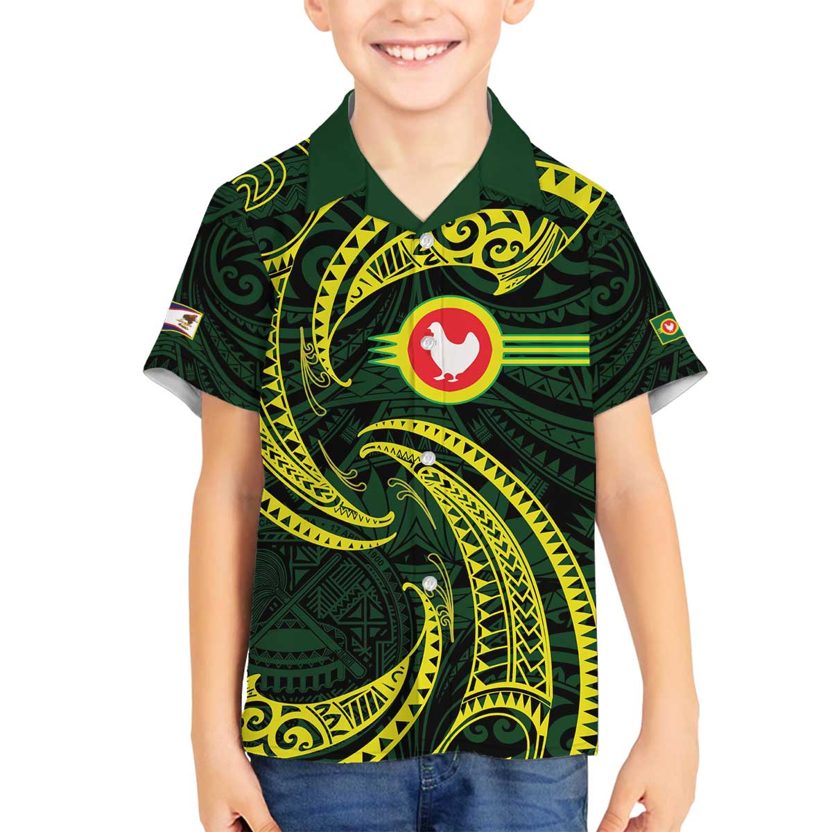 American Samoa Manua Cession Day Personalized Family Matching Off The Shoulder Long Sleeve Dress and Hawaiian Shirt Polynesian Wave Style