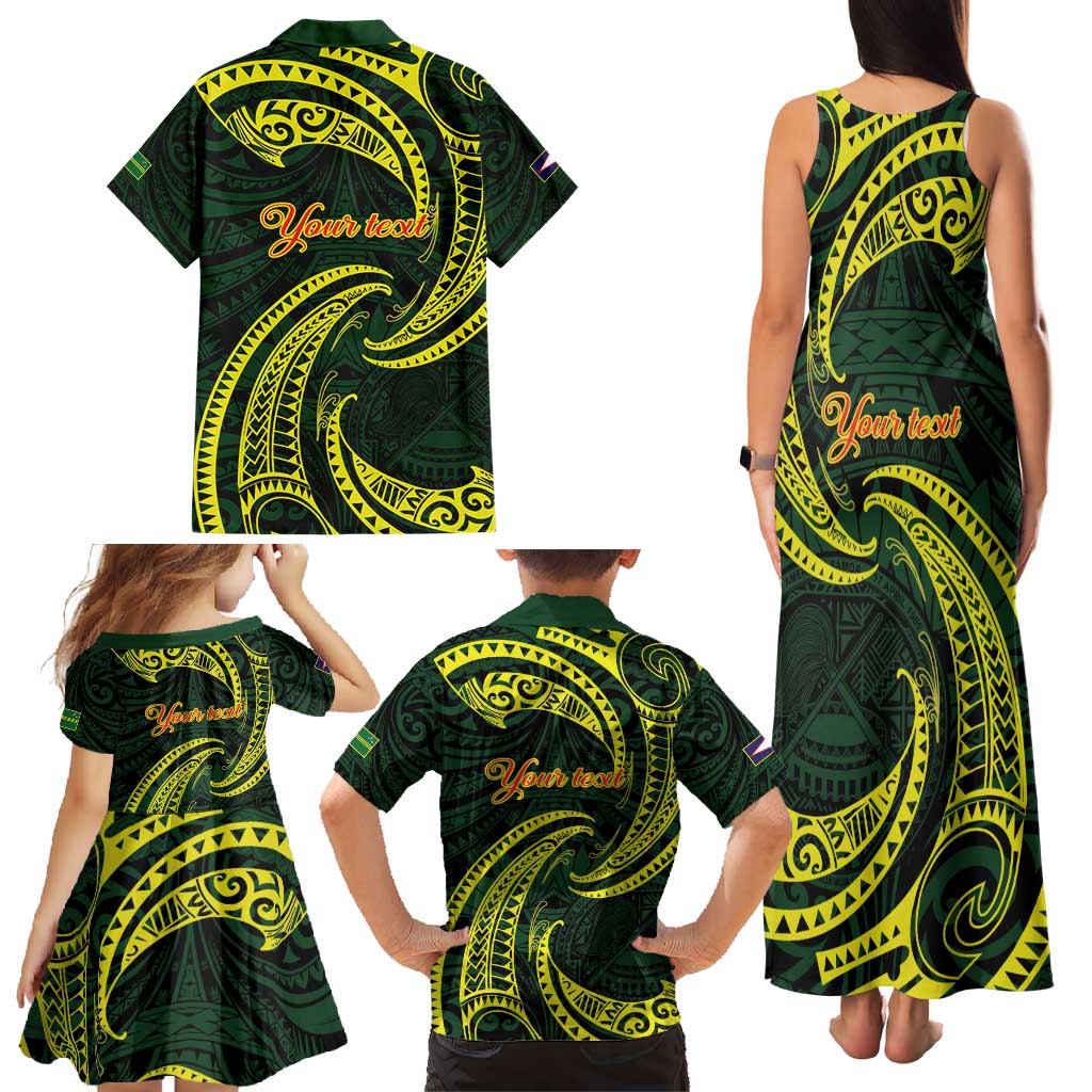American Samoa Manua Cession Day Personalized Family Matching Tank Maxi Dress and Hawaiian Shirt Polynesian Wave Style