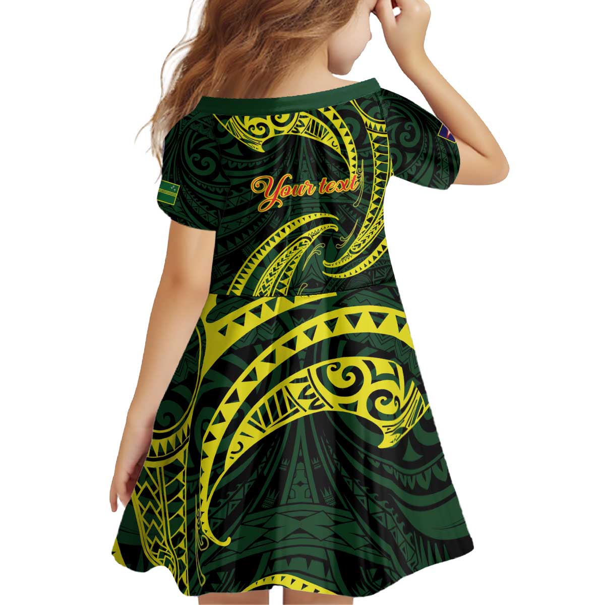American Samoa Manua Cession Day Personalized Kid Short Sleeve Dress Polynesian Wave Style